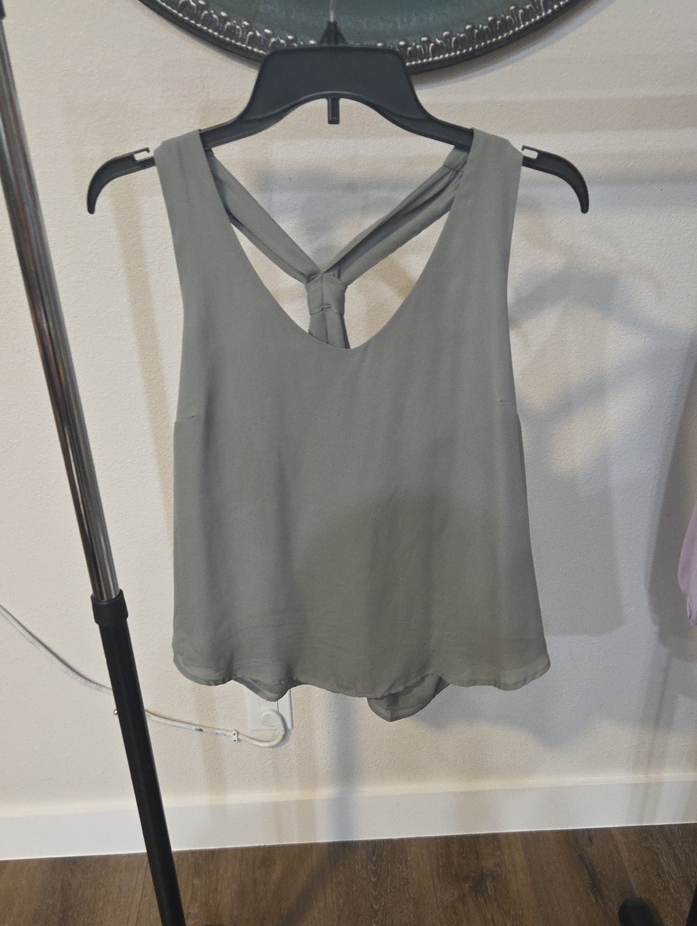 Forever 21 Gray Sleeveless Chiffon Camisole with Knotted Back